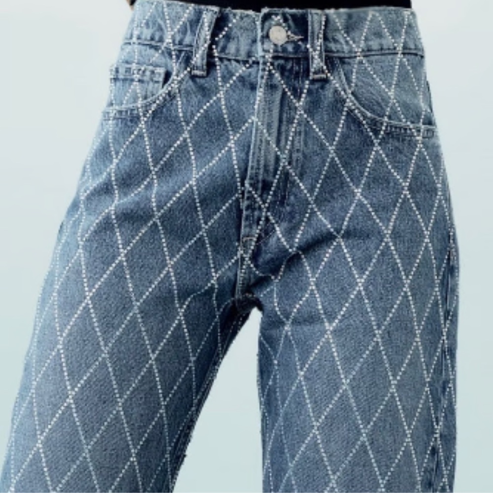 Zara rhinestone jeans brand new with tags sold out style!
